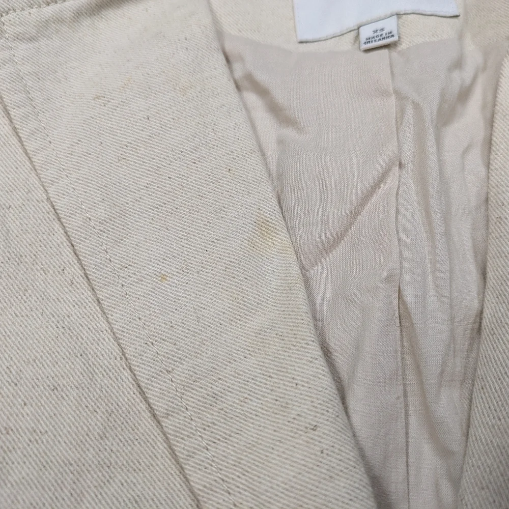 Madewell Jacket Women's XS Beige Natural Twill Cotton Linen Belted Blazer